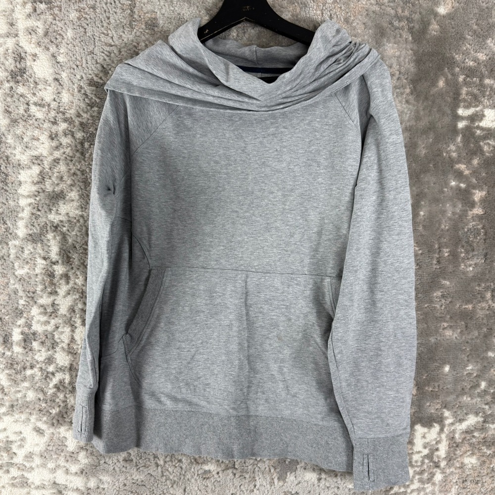 L.L. Bean Petites Size XLP Cowl Neck Hoodie Sweatshirt Gray Long Sleeve Women